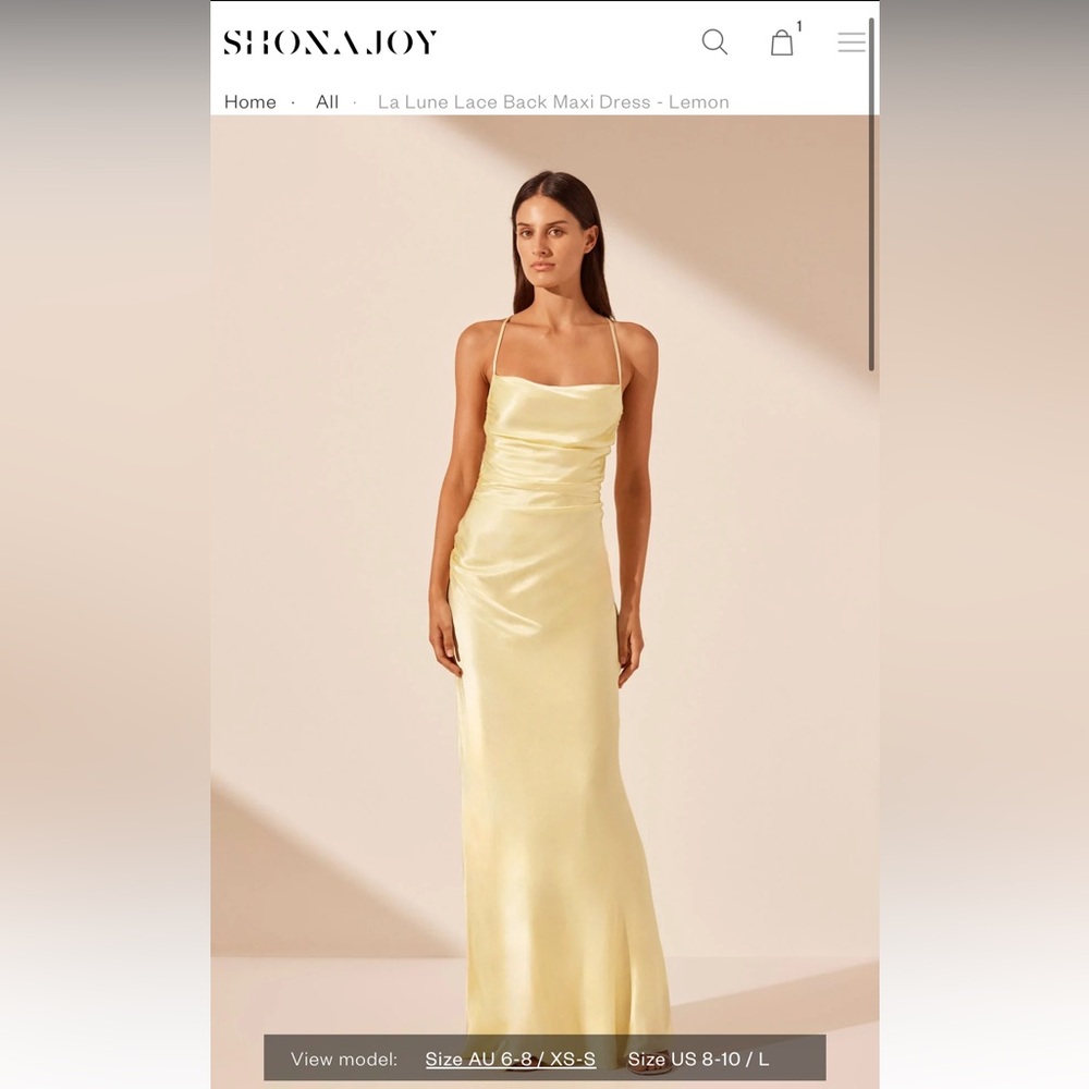 Shona Joy La Lune Lace Back Maxi Dress - Lemon size 6